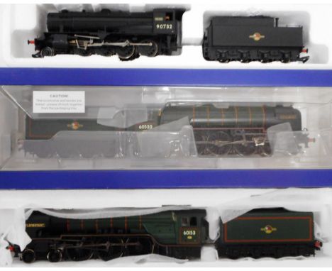 Bachmann. 2-8-0 loco and tender. 90732 'Vulcan', black, B.R. Boxed. 4-6-2 loco and tender. 60153 'Flamboyant', green, B.R.; 4