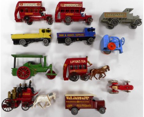 Lesney Matchbox 'Models of Yesteryear'. 2 x Y2-11 London Bus. 8 over 4/grey/bare.; 8 over 4/black/tan. 2 x Y4-1. Sentinel Ste