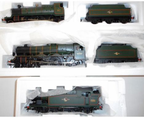 Bachmann 00 gauge. 31-186 4-6-0 loco and tender. 45587 'Baroda', green B.R.; 31-827A 2-6-0 loco and tender. 4377, green, B.R.
