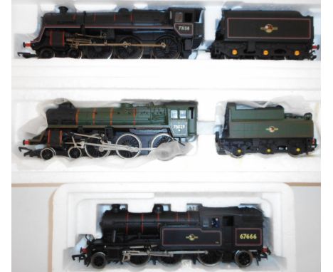 Bachmann 00 gauge. 31-1062-6-0 loco and tender. 75029, green, B.R.; 32-501 4-6-0 loco and tender. 73158, black, B.R.;&nbsp; 3
