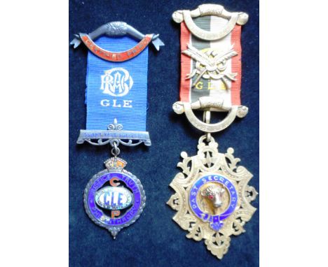 Masonic. 2 R.A.O.B. jewels in silver-gilt &amp; enamel inscribed to Clarence Airey 1927, and J. Airey 1957-58.