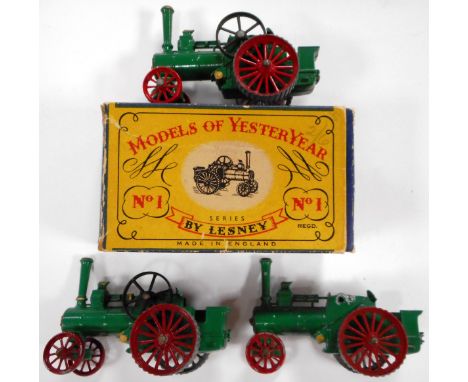 Matchbox. Y1-1 Allchin Traction Engine. Green/partial gold trim/angled/gold. Very good condition. Boxed. 2 others in varying 