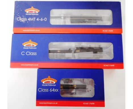 Bachmann 00 gauge. 31-118 4-6 0 loco and tender. 75003, black, B.R.; 31-465 0-6-0 loco and tender. 31579, black, B.R.; 31-637