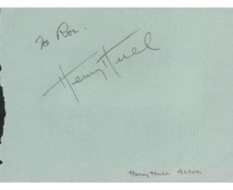 Actor Henry Hull Signed Vintage Autograph Album Page In Pencil on 7-11-1959. Good condition. All autographs come with a Certi