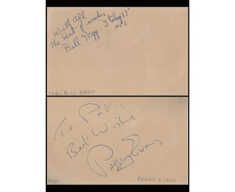 Bill Nagy Signed Vintage Autograph Album Page in Blue ink In 1953. Peggy Evans on Reverse. Good condition. All autographs com