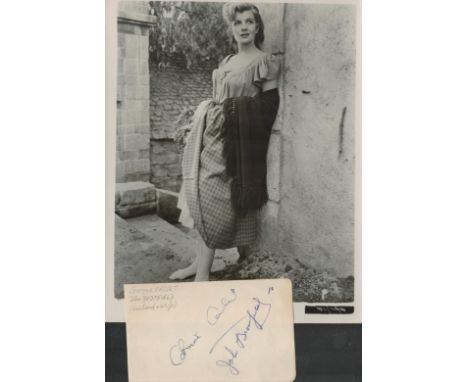 French Actress Corinne Calvet and John Bromfield Signed Signature Page With 10 x 8 inch Vintage Black and White Photo of Calv