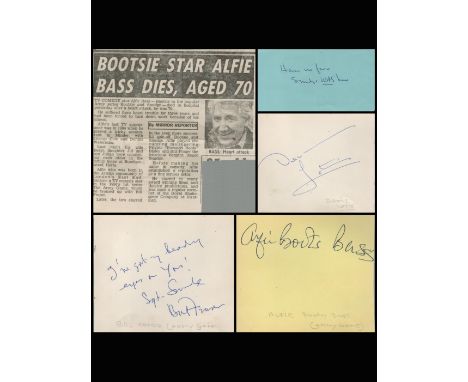 Alfie Bass and Bill Fraser (Bootsie and Snudge) Signed Separate Vintage Autograph Album Pages. Bass in Blue ink, Fraser in Bl