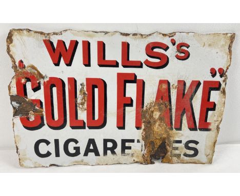 A vintage Wills "Gold Flake" cigarettes double sided enamel advertising sign. Some age related wear and rusting. Approx.  29.