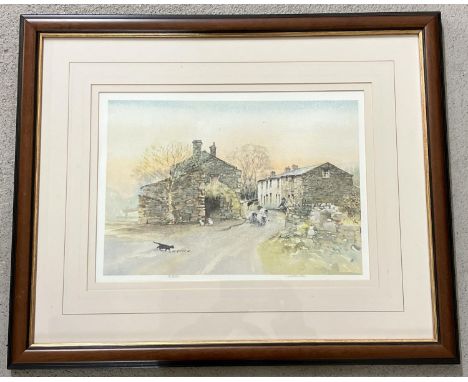 Ian Baxter - Limited edition signed print of a Yorkshire farm scene, framed &amp; glazed. Numbered 9/850 and signed in pencil