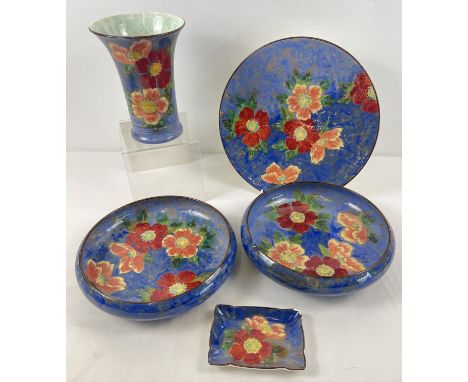 A collection of c1940's Royal Doulton Wild Rose pattern D6227 hand painted ceramics (some pieces a/f). Comprising: large char