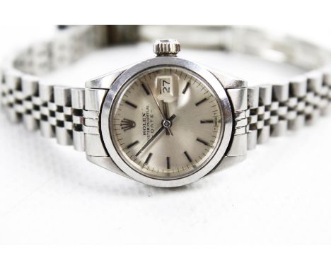 Rolex Oyster Perpetual Date, a lady's stainless steel bracelet watch, circa 1972/73. Ref 6919. No.3001243, The silvered dial 