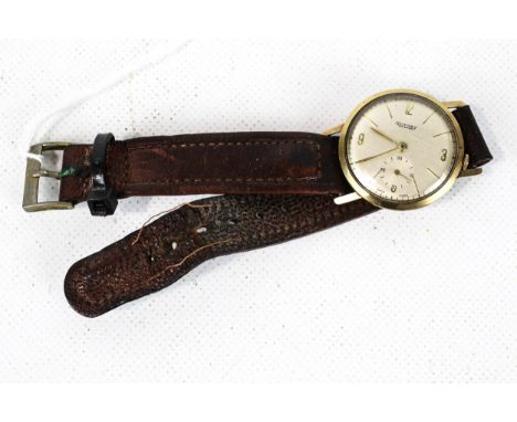 Rotary, a gentleman's 9ct gold round wrist watch, circa 1957, The light-cream dial with raised gilt baton indicators and Arab