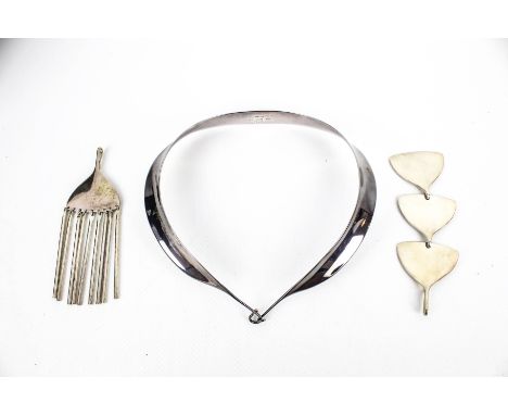Georg Jensen, a silver 'Neck Ring' designed by Viviana Torun Bulow-Hube and two detachable pendants designed by Bent Gabriels