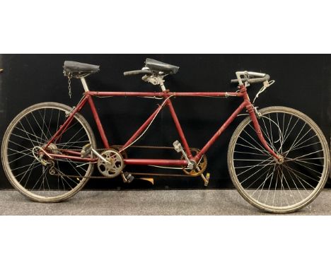 A BSA tandem bicycle, the frame c.1930, with later add-ons and replacement parts. 