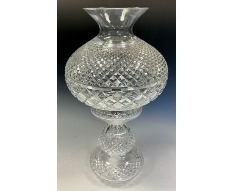 A cut glass table lamp, globular shade, 48cm high 