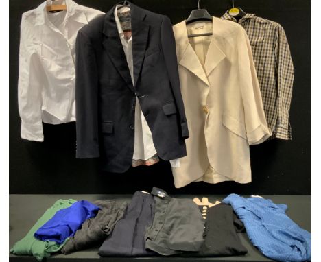 A Collection of Ladies and Gentleman's Vintage Fashion items inc a Jean Varon 1970s Dress;  Jean Muir silk jacket, blouse and