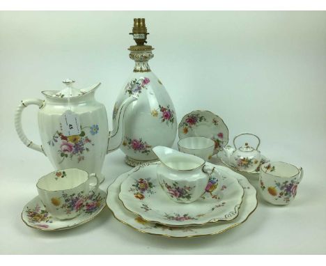 Selection of Royal Crown Derby tea ware including Derby Posies, and a table lamp with green shade
Condition report:
Lamp is d