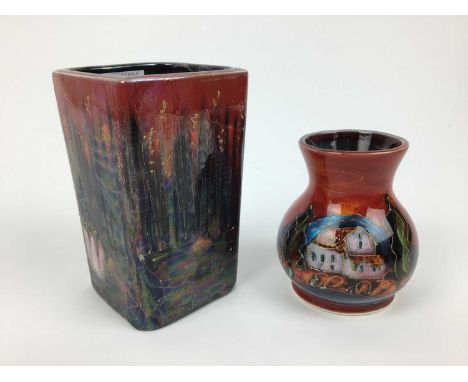 Two Anita Harris (Ex. Poole Pottery) vases with abstract decoration, 14.5cm, and 10.5cm high