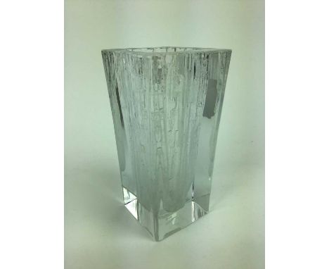 Unusual Daum clear glass vase, signed , 18.5cm highCondition report: Good condition. There are some nibbles on the inside rim