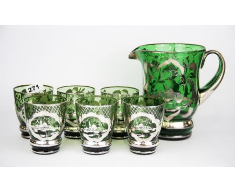 A vintage silver overlaid Venetian glass water set.