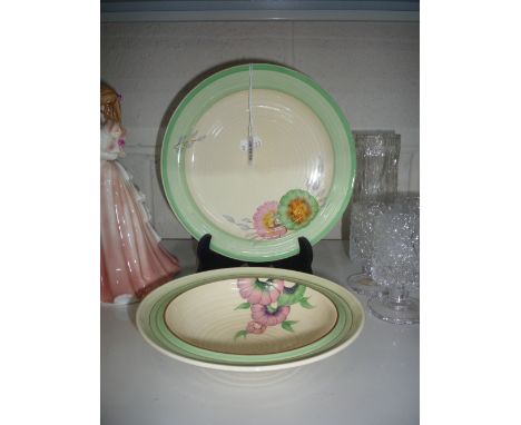 CLARICE CLIFF FOR WILKINSON LTD, a plate 'Aurea' design and similar bowl (2)
