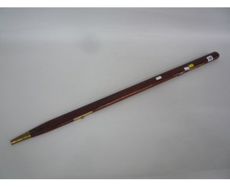 BRITISH ARMY PACING STICK, hardwood with brass mounts/fittings etc, showing signs of use and attached badge Crest from the In