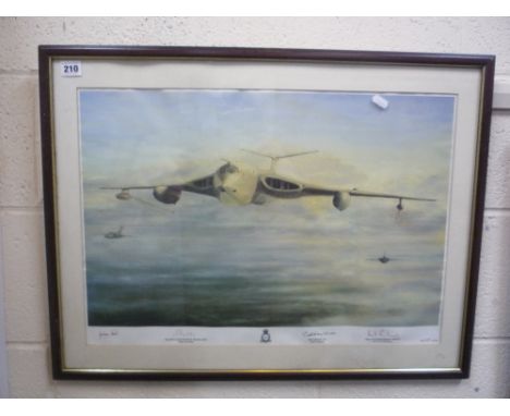 A LARGE GLAZED PRINT, with original signatures of OC.SS Sqdn, Tanker Aircraft Limited Edition No.549 of 750