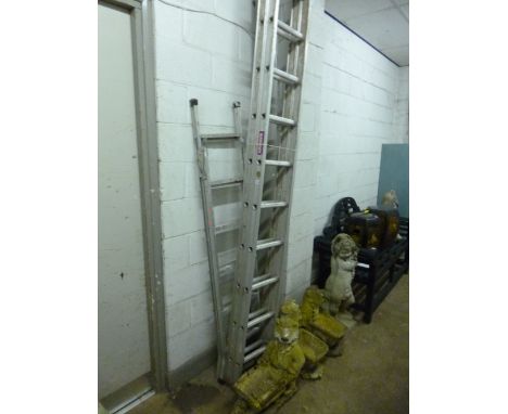 AN ALUMINIUM DOUBLE EXTENDING LADDER, and a stepladder (2)