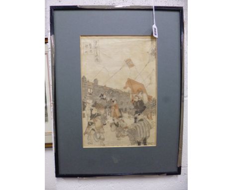 A CHINESE WOODBLOCK PRINT, on rice paper, inscribed 'The Yedo Children at Play', naka-cho, shin yoshiwana, Hiroshige II, with