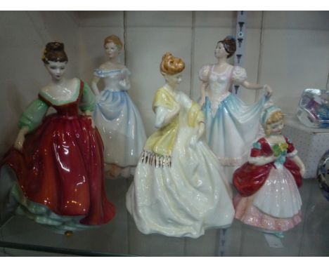 FOUR ROYAL DOULTON FIGURES, 'Lindsay' HN3645, 'Claire' HN3646, 'Fair Lady' HN2632 (a/f) and 'Valerie' HN2107, together with R