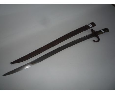 FRENCH/GERMAN? M1866 BAYONET AND SCABBARD, marked E.S on hilt