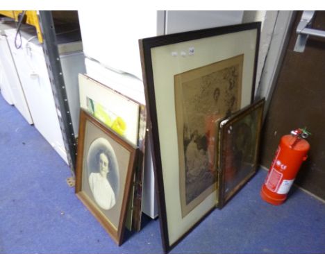 A LARGE OAK FRAMED SOLOMAN SOLOMAN PRINT, and a military portrait (sd) (2)
