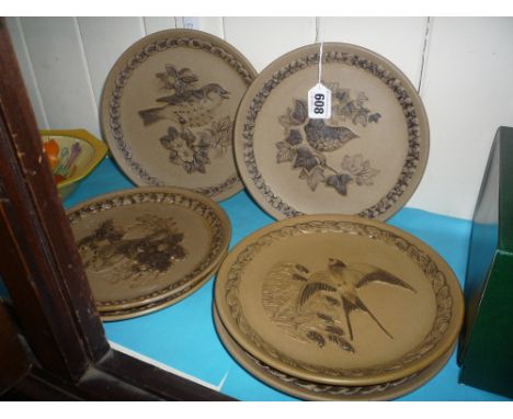 A SET OF SIX POOLE POTTERY LIMITED EDITION COLLECTORS PLATES, 'British Garden Birds' Series