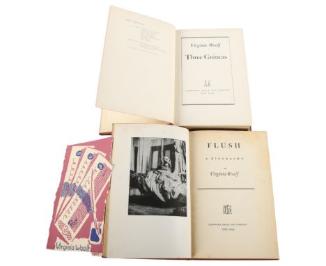 Flush by Virginia Woolf, First edition 1933 by Harcourt, Brace & Co, and Three Guineas, by Virginia Woolf, First American edi