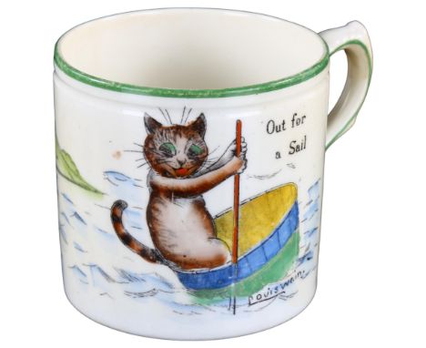 Louis Wain Paragon China mug "Out for a sail", Tinker Tailor series, height 7.5cmA very fine hairline crack on the back of th