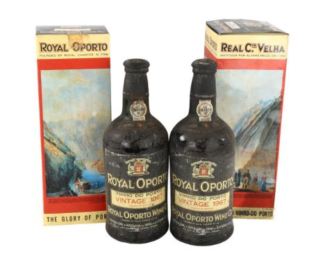 4 bottles of vintage port, 1967 Royal Oporto, 2 in original boxCapsules intact, levels high shoulder or low neck 