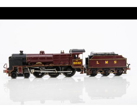 A 0 Gauge 3-rail LMS 'Patriot' 4-6-0 Locomotive and Tender, by unknown maker, the body probably from a brass kit, incorporati