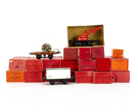 Hornby 0 Gauge post-war No 1 Freight Stock, comprising Shell Oil, Esso, National Benzole and Manchester Oil tank wagons, SR g