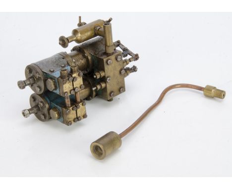 A well-engineered Duplex Steam-powered Pump, with twin steam and twin pump cylinders approx ¾" diameter internal, overall hei
