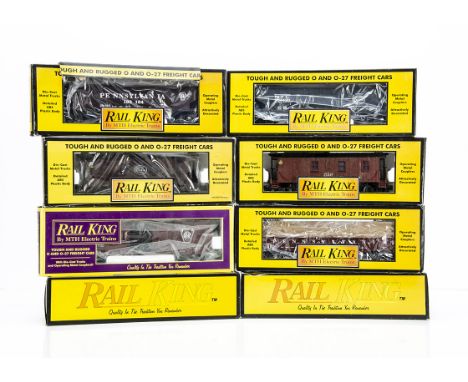 Rail King by MTH 0 Gauge Goods Rolling Stock,  NYC Pacemaker Caboose, NYC woodsided Caboose, NYC Hopper Car, Penn Gondola and