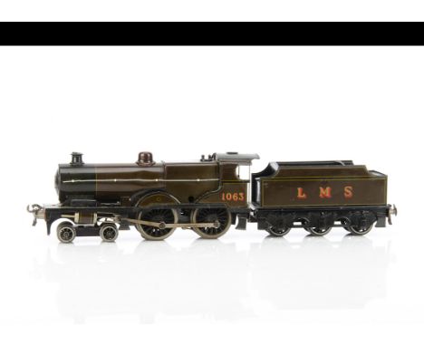 A post-war Bassett-Lowke 0 Gauge 3-rail 'LMS Compound' 4-4-0 Locomotive and Tender, an original electric loco (but with 'univ