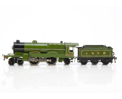 A later Hornby 0 Gauge No E320 'Flying Scotsman' Locomotive and Tender, in LNER green as No 4472, with 20v AC mechanism, body