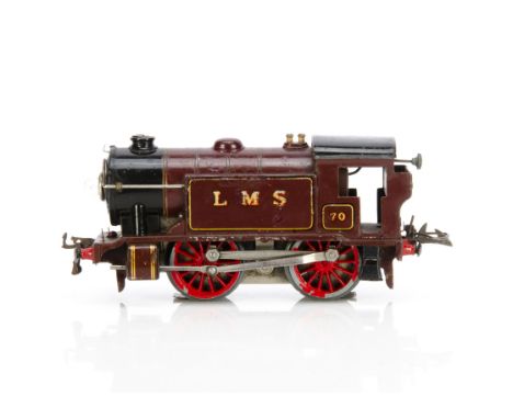 A Hornby 0 Gauge E120 'Special' 0-4-0Tank Locomotive, in enamelled LMS crimson as no 70, G, moderate playwear with several ar