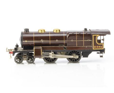 A Hornby 0 Gauge No 3E 'Nord' Locomotive only, an early (circa 1926-7) example with twin brass domes, fixed headlamps, brown 