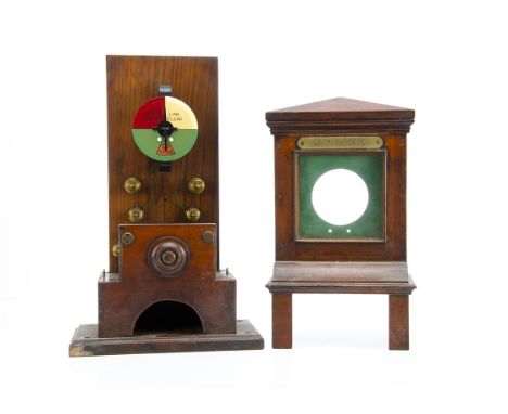 North Eastern Railway Signal Box Block Instrument, wooden cased inset with glass panel and interior  painted brass dial inscr