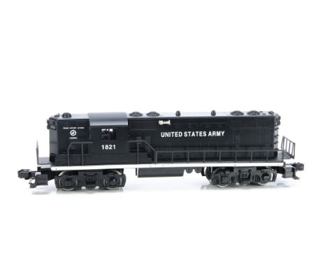Lionel 0 Gauge 6-18840 US Army Transportation Corps GP-7 Diesel Locomotive,  in black with white stripe No 1821, in original 