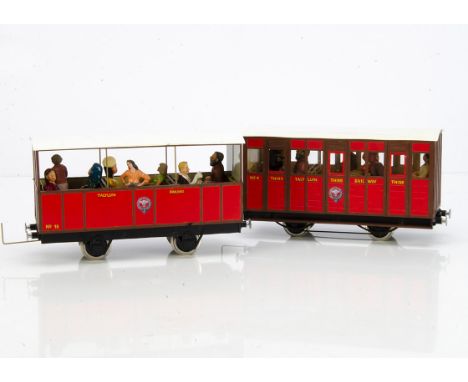 Four Scratchbuilt/Kitbuilt G Gauge Talyllyn Railway 4-wheel Coaches, in red and brown, No 1 All First, No 2 All Third, No 4 A