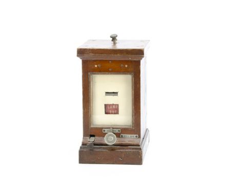 Signal Box Lamp Indicator, wooden cased inset with glass panel and interior indicator Lamp In/Lamp Out, the case stamped  H W