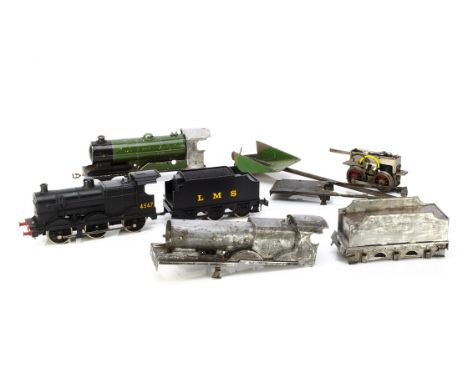 A Random assortment of 0 Gauge Train Components, including an essentially-complete Lima 2-rail electric LMS '4F' in black wit