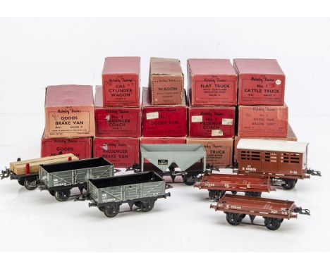Hornby 0 Gauge Post-war Rolling Stock, mostly in original boxes, including 2 LNER coaches and passenger brake van, all VG-E, 